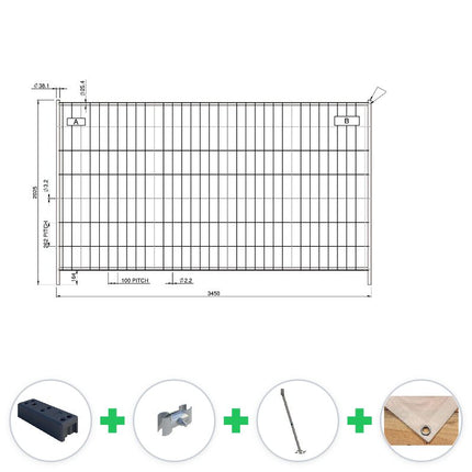 80 m Bauzaun Set | 23 Elemente 3,45 x 2,00 m | inkl. Gummifüßen & Planen Bauzaun Set BilligerBauzaun. 