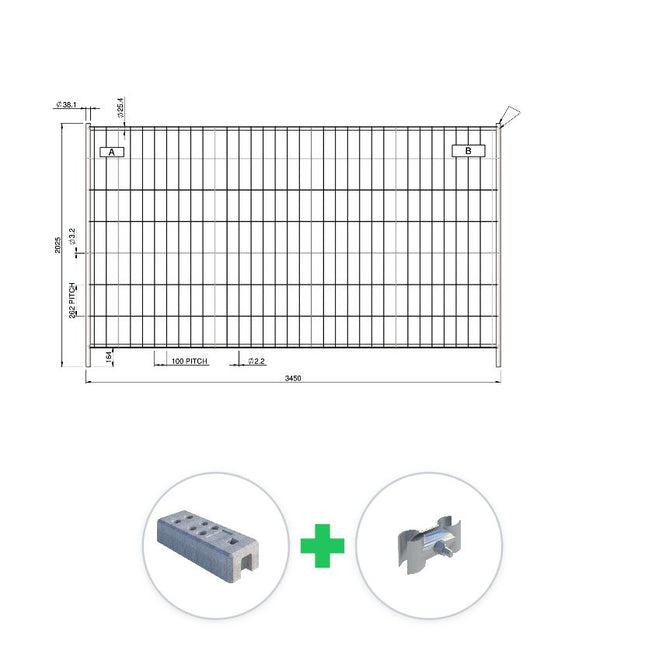 175 m Bauzaun Set | 50 Elemente 3,45 x 2,00 m | inkl. Betonfuß & Schellen Bauzaun Set BilligerBauzaun. 