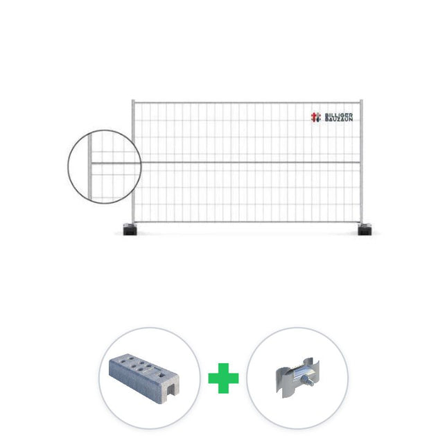 100 m Bauzaun Set | 29 Elemente 3,45 x 2,00 m | mit Horizontalstrebe Bauzaun Set BilligerBauzaun. 