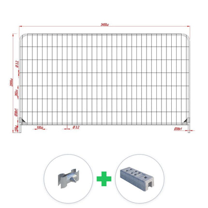 175 m Bauzaun Set | 50 Elemente 3,45 x 2,00 m | Runde Ecken bauzaun Set BilligerBauzaun. 
