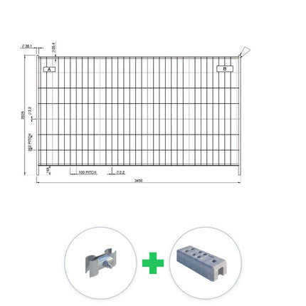 185 m Bauzaun Set | 54 Elemente 3,45 x 2,00 m | inkl. Betonfuß & Schellen bauzaun set BilligerBauzaun. 