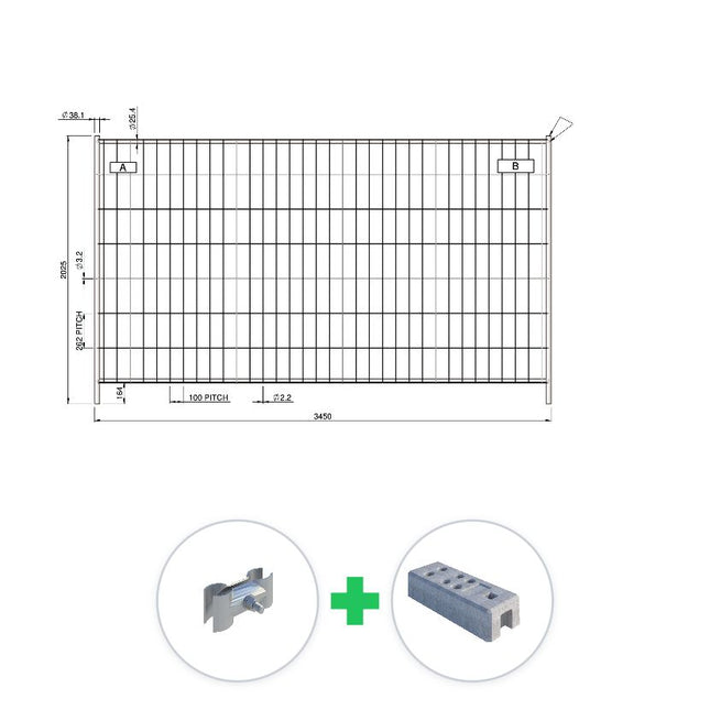 185 m Bauzaun Set | 54 Elemente 3,45 x 2,00 m | inkl. Betonfuß & Schellen bauzaun set BilligerBauzaun. 
