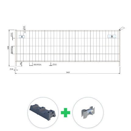 185 m Bauzaun Set | 54 Elemente 3,45 x 1,20 m | inkl. Gummifüßen und Schellen bauzaun set BilligerBauzaun. 
