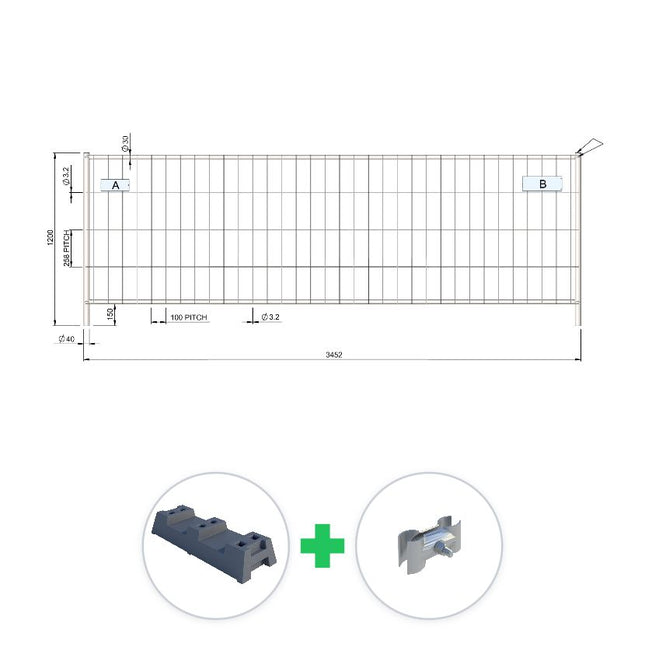 185 m Bauzaun Set | 54 Elemente 3,45 x 1,20 m | inkl. Gummifüßen und Schellen bauzaun set BilligerBauzaun. 