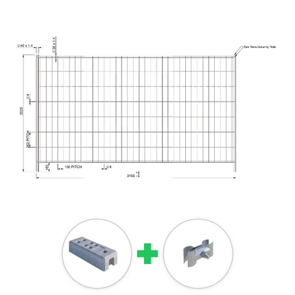 305 m Bauzaun Set | 89 Elemente 3,45 x 2,00 m | Feuerverzinkt