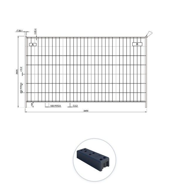 200 m Bauzaun Set | 58 Elemente 3,45 x 2,00 m | inkl. Gummifuß Bauzaun Set BilligerBauzaun. 