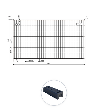 200 m Bauzaun Set | 58 Elemente 3,45 x 2,00 m | inkl. Gummifuß