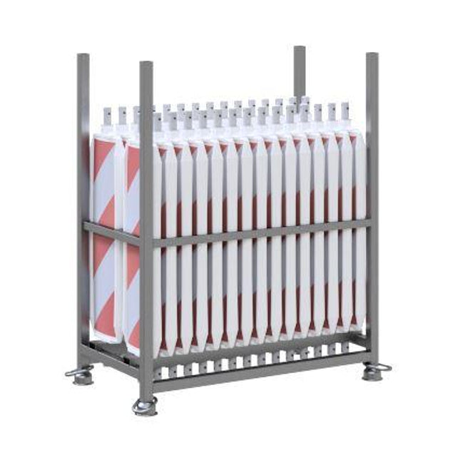 SET mit 30 Baken auf Lager- und Transportpalette BilligerBauzaun. 