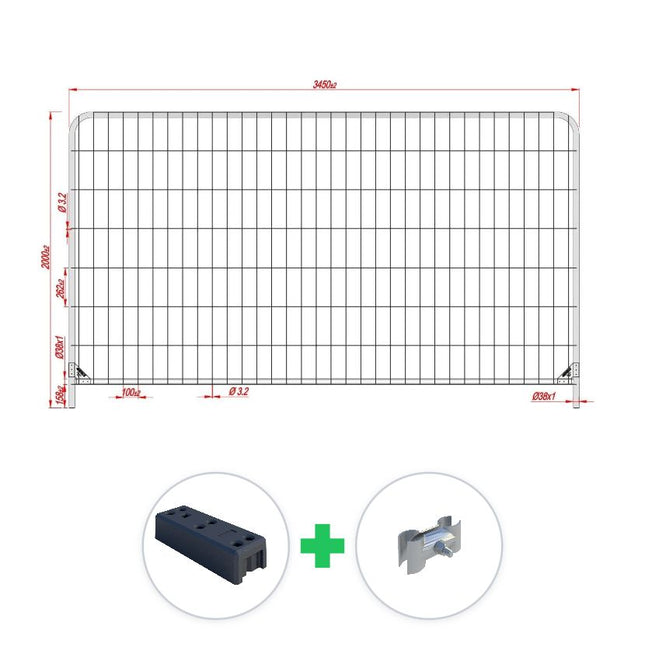35 m Bauzaun Set | 10 Elemente 3,45 x 2,00 m | inkl. Gummifuß & Schellen Bauzaun Set BilligerBauzaun. 