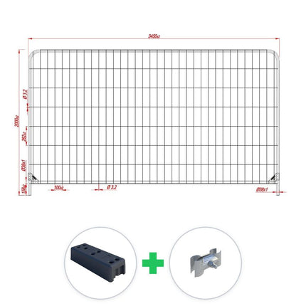 200 m Bauzaun Set | 58 Elemente 3,45 x 2,00 m | inkl. Gummifuß & Schellen bauzaun Set BilligerBauzaun. 
