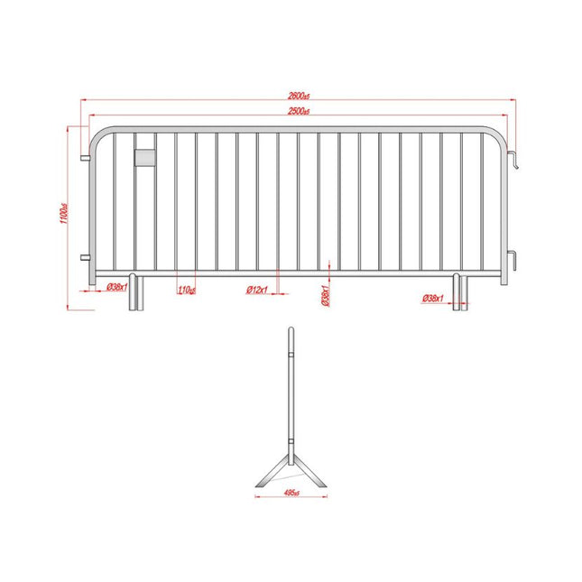 Absperrgitter Event 2,5 x 1,1m | Feuerverzinkt | B-Ware Absperrgitter B-Ware BilligerBauzaun. 
