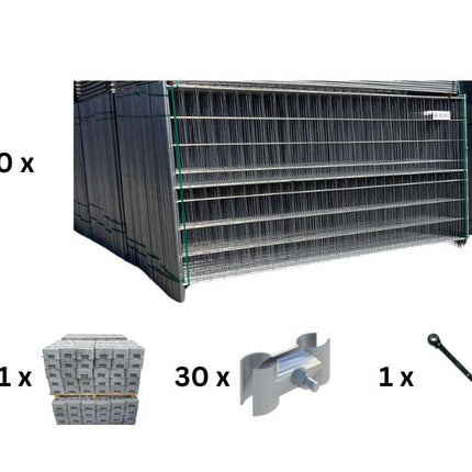 30er Set Bauzaun mit Horizontalstrebe 105m (3,5x2,0m) - BilligerBauzaun Sonderangebot Bauzaun mit Strebe BilligerBauzaun 