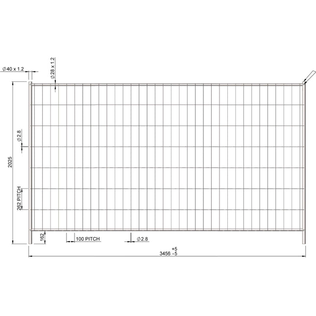 Bauzaun Feuerverzinkt 3,45 x 2,00m (Robust) (Profi HDG) Bauzaun Feuerverzinkt BilligerBauzaun 