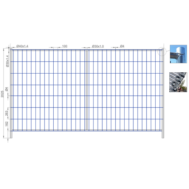 Bauzaun Feuerverzinkt mit Vertikalstrebe 345x200cm Bauzaun Feuerverzinkt BilligerBauzaun. 