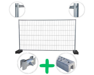 105m / 30 Elemente Bauzaun Rohr in Rohr gepresst 3,5x2,0m | inklusive Füße und Verbinder Bauzaun BilligerBauzaun. 