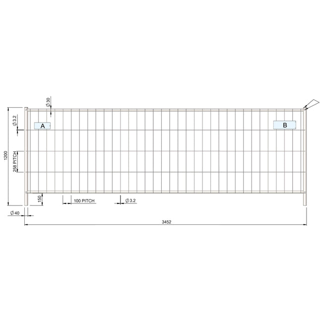 Bauzaun Halbhoch 3,45 x 1,20m (Standard Premium) Bauzaun Halbhoch BilligerBauzaun 