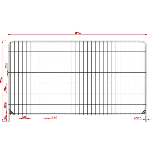 Bauzaun Rund 3,5 x 2,00m (Standard Premium Power) Bauzaun Runde ecken BilligerBauzaun 