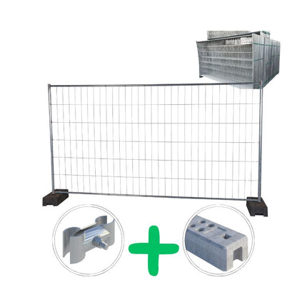 100 Stk Bauzaun Standard 350m (3,5x2,0m) - komplett inkl. Schellen und Füße Bauzaun BilligerBauzaun 