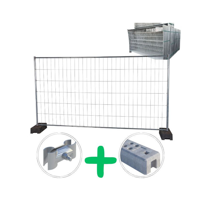 100 Stk Bauzaun Standard 350m (3,5x2,0m) - komplett inkl. Schellen und Füße Bauzaun BilligerBauzaun 