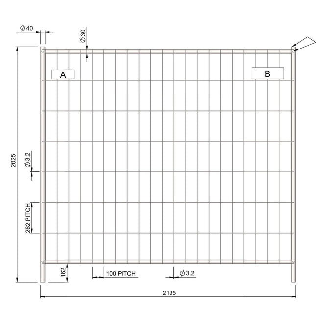 Bauzaun kurz 2,20 x 2,00m (Mobilzaun Ausgleichselement) Bauzaun Ausgleichselement BilligerBauzaun 