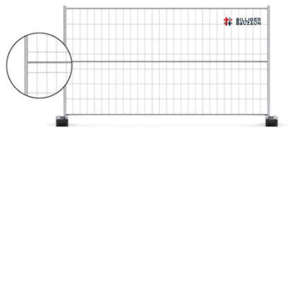 Bauzaun mit Horizontalstrebe 20er Set / 70m Bauzaun mit Strebe BilligerBauzaun 