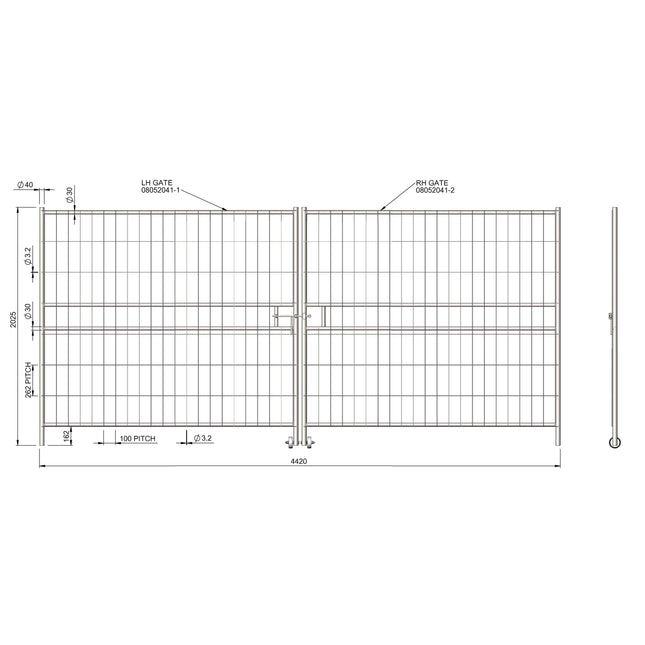 Mobilzauntor / Bauzauntor mit Rolle 2x2,2m LKW-Tor Bauzauntor BilligerBauzaun 