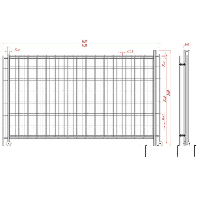 Bauzaun Schiebetor 350x215cm Bauzauntor BilligerBauzaun 