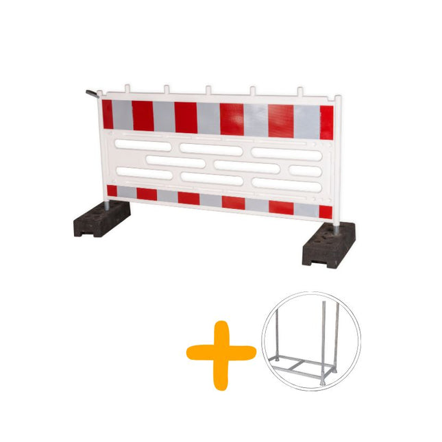 Schrankenzaun Komplettset | 20 Schrankenzäune RA1 + Transportpalette | Absperrtechnik Schrankenzaun HDPE RA1 BilligerBauzaun. 