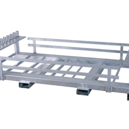 Transportpalette für 20 Schrankenzäune + 21 Fußplatten K1 Transport / Organisation BilligerBauzaun. 