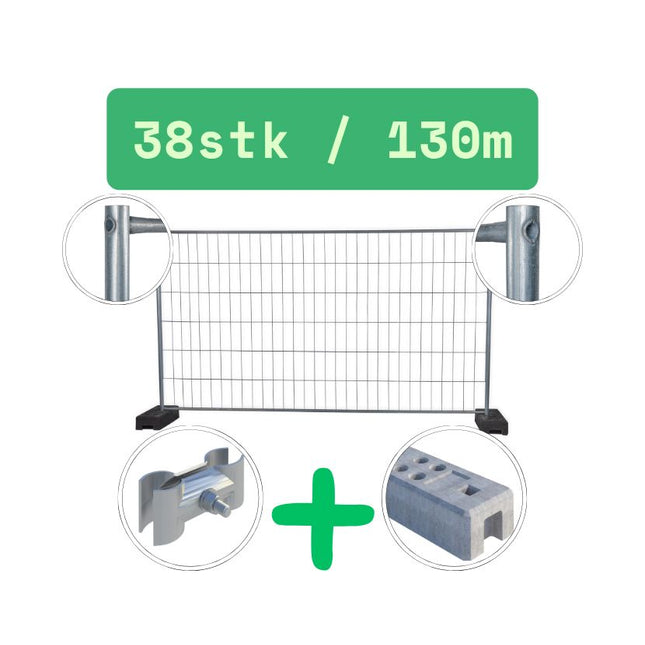 Bauzaun Rohr in Rohr Gepresst Light 345x200cm | Mobilzaun | 130m | 38 Elemente | Neu Bauzaun Set BilligerBauzaun. 