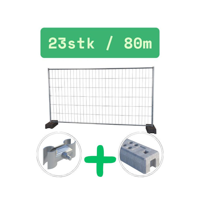 Bauzaun 345x200cm | Mobilzaun | 80m | 23 Elemente | Neu Bauzaun Set BilligerBauzaun. 