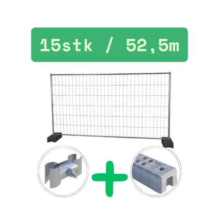 Bauzaun 345x200cm | Mobilzaun | 52,5m | 15 Elemente | Neu Bauzaun Set BilligerBauzaun. 
