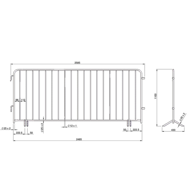 Personengitter 245x110cm Absperrgitter BilligerBauzaun 