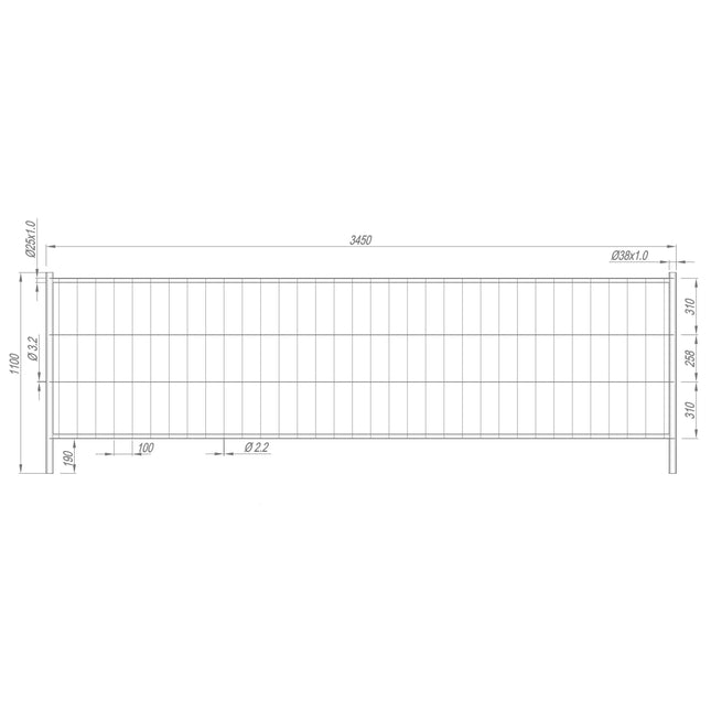 Bauzaun Halbhoch 345x110cm (Standard Premium Individual) Bauzaun Halbhoch BilligerBauzaun 