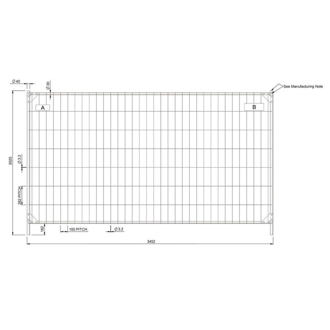 Bauzaun mit verstärkten Ecken 345x200cm (Premium Power) Bauzaun verstärkt BilligerBauzaun 